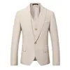 Garnitury męskie Blazers Beige Ivory Men garnitur swobodnie liniowy garnitur plażowy ślub stylowy stylowa sukienka na bal maturkę 230303