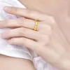 Cluster Rings 1PCS Genuine Pure 999 24K Yellow Gold Ring 3D Hard Lucky Bamboo US4-9 / Gift