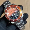 Montre Homme 40MM Mouvement Automatique Verre Saphir Lunette Orange Gradient Lumineux Cadran Vis Couronne Bracelet Métal Boucle Coulissante Montre-Bracelet