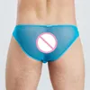 Slip Ultra-mince Mesh Briefs Hommes Sexy Sous-Vêtements Micro Bikini Patchwork Voir à Travers Tangas Cuecas Calzoncillos Hombre Slip Gay Culotte