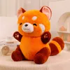 Bambole di peluche farcite Anime Figure Doll Turned Panda rosso Plushie Doll Capelli soffici Red Raccoon Animals Hug Throw Pillow Kids 230303