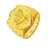 Anello da uomo con motivo a cavallo hip-hop in oro giallo 18 carati, regalo di gioielli maschili di moda riempito può essere regolato