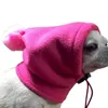 Hundekleidung warmer Hut reine Farbe Haustierkappe mit kleiner Haarball Foliekordel -Einstellung im Winter lässig Leopardenmuster Kopfbedeckung