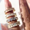 Anel de pedra de cristal branco de luxo Anel irregular de zirconia anéis de casamento para mulheres engajamento geométrico de zircão da moda