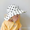 M576 Zomer Baby Cartoon Crown Dots Katoenzon Hoed Ademend emmer hoeden Kinderkinderen Zonnebrandcrème Fisherman's Caps