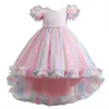 Vestidos de menina Vestidos de verão Girls Fluffy Princess Dress Girl Teen Girl Cerimônia de Comunhão Longa Roupa Crianças Infantil Bridesmild Vestidos W0224