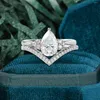 Cluster Rings Madison Audury 2 PCS Moissanite Bridal Sets For Women 925 Silver Wedding Engagement Accessoires Vintage Luxury Crystal