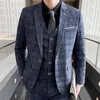 Men's Suits Blazers Large Size S-5XL suit Vest Trousers Foreign Trade High-end Three-piece Suit Striped Formal Dress Gentleman Business 230303