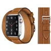 Smart Watch Straps For Apple Watch Band Series 8 Ultra 45mm 49mm Leather SmartWatches Strap Replacement With Adapter Connector accessories