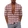 Herren T Shirts Männer Casual Langarm Frühling Sommer Turndown Neck 3D Gedruckt Mode Top Bluse Lose Weißes Hemd