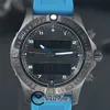 Professionelle Aerospace Evo Schweizer Quarz-Chronograph-Herrenuhr Mariner, blaues Zifferblatt, GMT, zweite Zeitzone, Funktion, Alarm, Countdown-Timer, Hintergrundbeleuchtung, Kautschukarmband