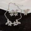 Choker Opal Full Rhinestone Butterfly Necklace For Women Romantic Elegant Luxury Clavicle Chain Exquisite Party Accessories