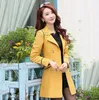 Damesjassen Spring Herfst Trench Coat for Women 2023 Fashion Turn Down kraag Dubbele borsten Candy Color Lange lagen plus maat H319