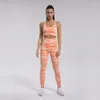 Aktywne zestawy bezproblemowe joga top i legginsy gimnastyczne Zestaw kamuflażu sportowy stanik fitness Women Tracksuit Trening