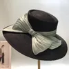 Cappelli a tesa avara Summer Bowknot Wide Thin Straw Braid Cupola Big Edge Hat Brand High End Parasole Natural