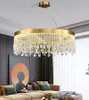 Nordic K9 Crystal żyrandoli salon luksusowy lampa wisząca złoto kółko LED sufit wisiorek światło