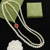 2023 new pearl Beaded Necklaces men's and women's same long sweater chain for wedding party lovers gift jewelry
