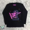 Men's T-Shirts Pink Young Thug Foaming Printing Web Pattern T Shirt Men Women Long Sleeve T-shirt T230303