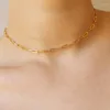 Kettingen 316L roestvrij staal papieren clip ketting voor vrouwen 2023 aankomsten gouden kleur 35 cm 5 cm krelen choker link