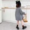 Girl's Dresses Spring And Autumn New Kids Dress For Girls Fashion Black And White Plaid Loose Long Sleeve Dress Children Clothing R230222