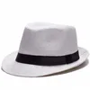 Breite Krempe Hüte Sommer Männer Frauen Öse Stroh Jazz Fedora Hut Strand Top Band Kappe Beige Braun Khaki Weiß schwarz Blau