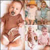 Kledingsets Babyontwerpen Infant Girls Solid Tops Shorts Outfits Gewoon gestreepte korte mouw T -shirts Pakken Kinderen Zomeroutfit Bo Dhtj3