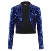 Women's Jackets Shiny Jacket Woman Sequined Bolero Shrug Shawl Female Sparking Coats Long Sleeve Tops Cropped Party Evening Top 230302