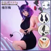 Costumi anime Anime Kinsou No Vermeil Cosplay Come donne sexy Abito nero senza schienale con coda Vermeil in oro Diavolo Goldfilled Alto Donna Z0301