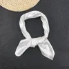 Kvinnor 100% Silk Scarf Square Cravat Neckerchief Hair Wraps Solid Colors White 53cm*53cm