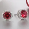 Classic Green Cubic Zirconia Stud Earrings Round Crystal Girl Ear Studs For Women Multicolor Fashion Jewelry brincos AE176