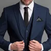 Abiti da uomo Blazer Abiti da uomo blu navy Slim fit Risvolto con risvolto Smoking da sposa 3 pezzi Set Tailor Made Business Costume da uomo BlazerPantsVest 230303