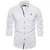 Camisas de vestido masculinas Cotton American Linen Standard for Man Slim Fit Tops de manga longa Tee Spring Autumn Summer Casual Handsome Men