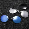 Солнцезащитные очки на носовых очках круглые матричные матрицы мини -безрамные винтажные мужские очки UV400