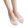 Women Socks 5 Pairs Summer Girls Silica Gel Lace Boat Invisible Cotton Sole Non-slip Antiskid Slippers Anti-Slip Sock Lady Sexy