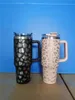 WHOLSALE LEOPARD COLOTULL 40OZ مقبض Tumblers بدون شعار 1200 مل زجاجات مياه من الفولاذ المقاوم للصدأ شرب الكؤوس مزدوجة الجدار المعزول Tumblers A12