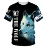 Men's Shirts Summer Wolf Print Cool Wolves Streetwear Men Women Fashion O-Neck Oversized Shirt Kids Boys Tees Tops Clothing