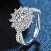 Clusterringen 925 Zilveren ring mode eenvoudige diamant moissanite paar bruiloft luxe sieraden bling voor vrouwen verstelbaar