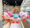 INS Cute Different Colors Hat Kirby Plush Keychain Jewelry Schoolbag Backpack Ornament Kids Toy Gifts About 12cm