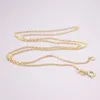 Kedjor AU750 Pure 18K Yellow Gold Chain 1mm Bred Rolo Cable Link Necklace 2.6g / 18 tum för kvinnors gåva