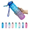 Water Bottles YCONTIME 1000ML Sports Water Bottle With Bounce Cover Time Scale Frosted Leak-Proof Tritan Plastic BPA Free For Outdoor Fitness 230303