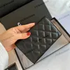 CC Bag Classic Caviar Medium Clip Long Wallet Calfskin Diamond Lattice Quilted Metal Handbag Vintage Luxury Designer Bag Coster Counter Coin Outside Portable WA