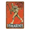 Retro art painting Warning Victory US Marines Metal Tin Sign Russia Military Political Army Soldier Poster Art Plaque Vintage bedroom Wall Decor Size 30X20CM w02