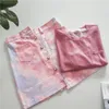 Two Piece Dress 2023 Summer Set Women Shining T Shirt Mini Denim Skirt 2 Outfits For Tracksuits
