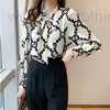 designer Lace-up Bow Letter Print Women Shirt Lantern Long Sleeve Chiffon Blouse V-Neck French Button Versatile Base Layer Loose Casual LGUI