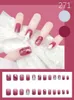 False Nails Jelly Purple Pure Color With Hill Pattern French 24pcs Glue Cute Fake Short Size Lady Full Nail Tips