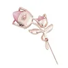 Broches Valentijnsdag gouden legering roze grote strass kristalsteen rozenbloembroche pin accessoire