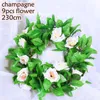 Dekorativa blommor Rose Vine Artificial Plant Flower Brunch Home Decoration Salon Silk Hanging Wedding Mariage Party Room Indoor Decor