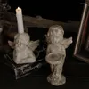 Titulares de vela nórdicos retro cupido anjo decoração ornamentos de jardim pátio no presente literário