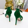 2023 designer luxury Colorful rhinestone sandals womens Leather Silver gold green elegance shoes Spring summer ladys sexy hollowed out stiletto high heels sandal