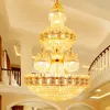 Lampadiers europei grandi lampadari di cristallo dorato lampadario americano di lusso grande foglio di luci El Lobby Way Way Lampada sospesa